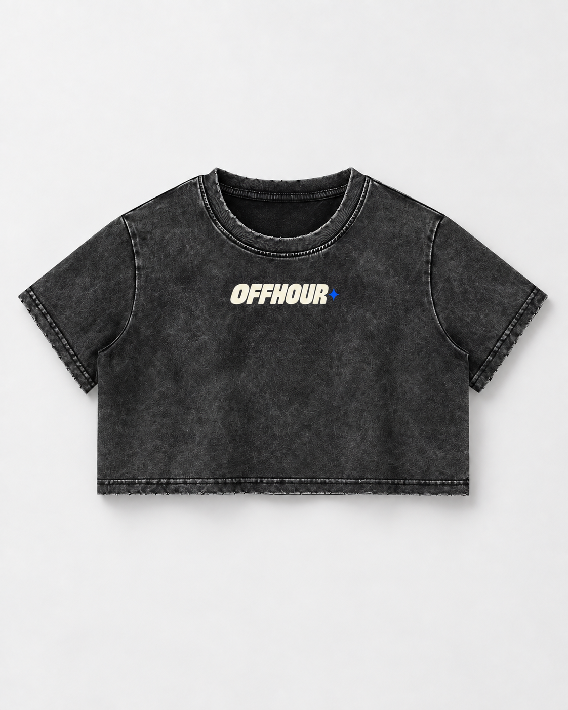 OFFHOUR MILO Crop Top — Snow Wash — front studio product photo