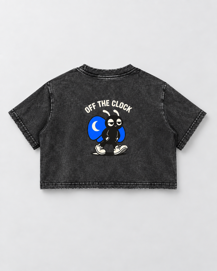 OFFHOUR MILO Crop Top — Milo back print — studio product photo